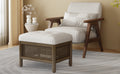 Cane Base Ottoman Dark Walnut Cream 21.5