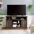 Media Console Table With Storage Cabinet, Mid Century Style Entertainment Tv Table, Multipurpose Sliding Door Tv Cabinet Large Storage Space, 58.11