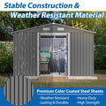 10X8 Ft Outdoor Tool Storage Shed With Metal Foundation & Lockable Doors, All Weather Metal Sheds For Garden, Patio, Backyard, Lawn, Gray Gray Metal