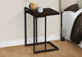 Accent Table, C Shaped, End, Side, Snack, Living Room, Bedroom, Brown Laminate, Black Metal, Contemporary, Modern Espresso Particle Board