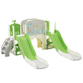 Kids Slide Playset Structure 8 In 1, Freestanding Ocean Themed Set With Slide, Arch Tunnel,Basketball Hoop And Telescope, Double Slides For Toddlers, Kids Climbers Playground Green 50 99 Lbs Cute 1 To 2 Years Hdpe Indoor & Outdoor Use
