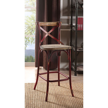 Antique Red And Antique Oak Bar Stool With Cross Back Oak Dining Room Vintage Bar Stools Fir Cross Back Wood Metal
