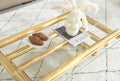 Modern Stainless Steel Coffee Table Set Set Of 2 , Clear Tempered Glass Table Top, Coffee Table & End Side Table 2 Pieces Sets For Living Room, Gold Clear,Gold Modern Open Storage Stainless