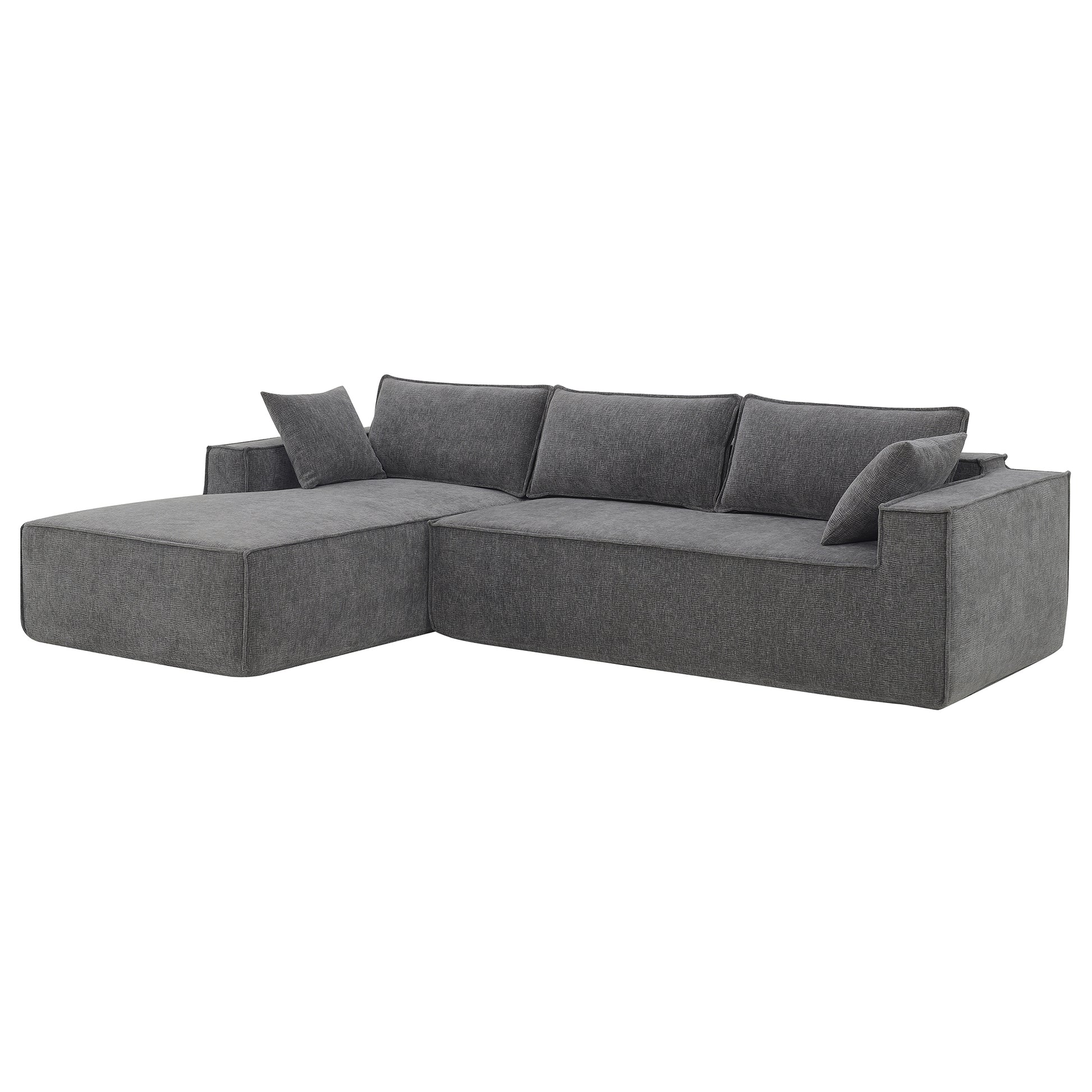 111.5*72"Minimalist Style Modular Sectional Sofa,Wrinkle Resistant Chenille Couch Set,L Shaped Sleeper Sofa Bed For Living Room,2 Pic Free Combination,No Assembly Require,3 Colors Gray Chenille 4 Seat