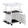Antique Walnut And White Serving Cart With Tray Top White Dining Room Transitional Rectangular Kitchen Carts Wood Metal Small Less Than 40In