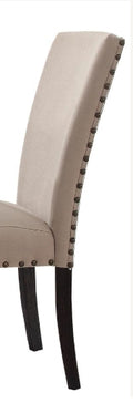 Nolan Linen & Salvage Dark Oak Finish Side Chair Set Of 2 Dark Oak Linen,Synthetic Wood
