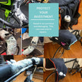 Sweat Protection Towel, Handdlebar Sweat Towel For Peloton, Echelon Bike, Bike Trainer Stand, Indoor Cycling Workout Towel With 6 Pocket For Water Bottle Or Phone Holder Black Polyester