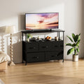 Tv Stand Dresser For Bedroom Entertainment Center With 5 Fabric Drawers, Storage Organizers Units For Living Room, Media Console Table With Open Shelf Up For 45