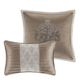8 Piece Jacquard Comforter Set Tan Ivory Cal King California King Tan Ivory Polyester