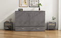 Queen Size Murphy Bed With Built In Charging Station, Antique Grey Box Spring Not Required Queen Antique Gray Wood Pine Wood