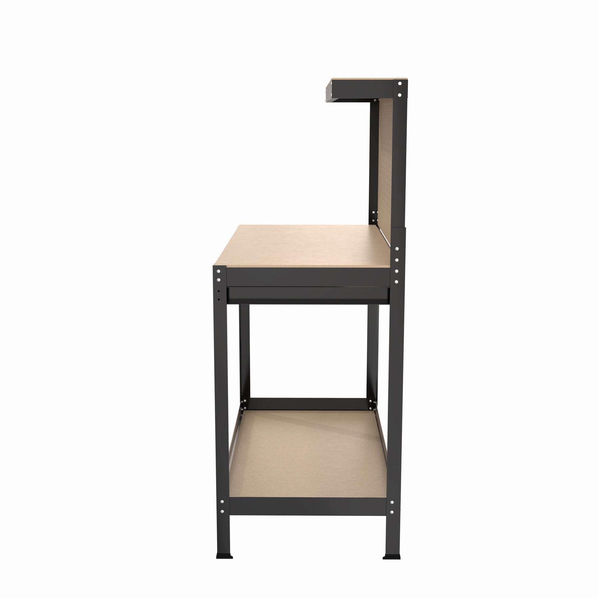 63" Tools Cabinet Working Tables Workbench Tool Storage Workshop Table With Drawers And Pegboard Black Steel