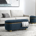 Storage Ottoman Bench, Upholstered End Of Bed Ottoman Bench With Storage And Seating, Large Blanket Storage Bench For Foot Rest In Bedroom, Living Room, Entryway, Dark Blue Dark Blue Foam
