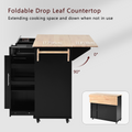 K&K Kitchen Island With Drop Leaf, Kitchen Storage Cart With 3 Tier Pull Out Cabinet Organizer, Internal Storage Rack, Rolling Kitchen Cart On Wheels With Towel Rack, 2 Drawers, For Kitchen, Black Black Brown Kitchen Classic,Farmhouse,Luxury,Modern