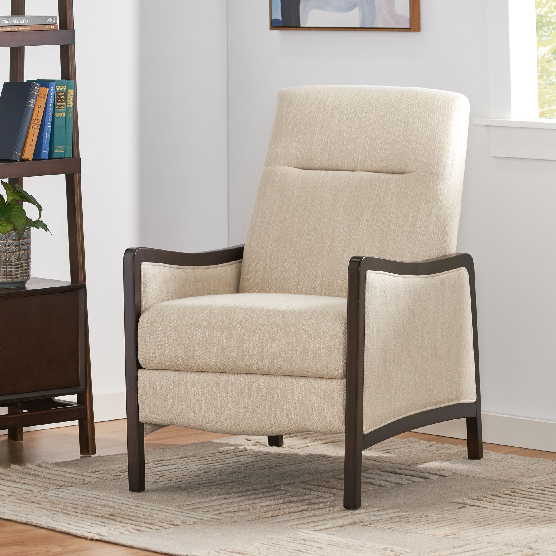 Recliner Chair Beige Fabric