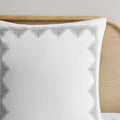 Cotton Printed Comforter Set With Chenille Gray Full Queen Queen Gray Cotton