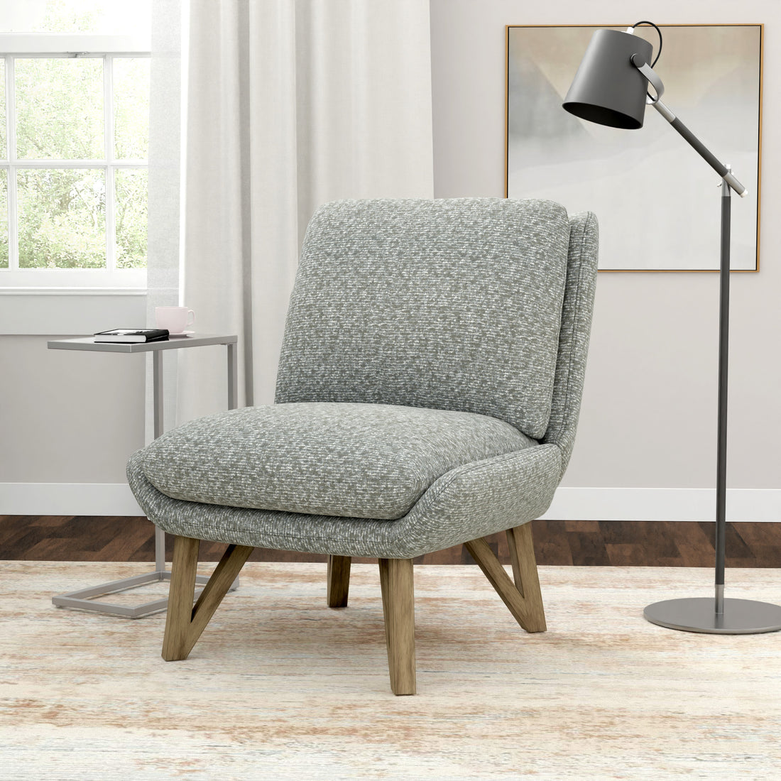 Emerse Gray Armless Accent Chair Gray Foam Solid Wood