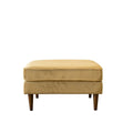 Amber Square Upholstered Ottoman Yellow Velvet Yellow Brown Velvet Medium Firm Backless Solid Yellow Mid Century Modern Square Armless Foam Solid Wood,Velvet