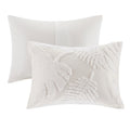 3 Piece Tufted Cotton Chenille Palm Comforter Set Off White King Cal King King Off White Cotton