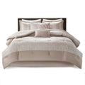7 Piece Chenille Jacquard Comforter Set Taupe Cal King California King Multicolor Polyester