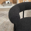 Coolmore Boucle Dining Chairs Set Of 2, Mid Century Modern Curved Backrest Chair, Round Upholstered Kitchen Chairs Carbon Black Boucle Carbon Black Foam Mdf Metal