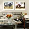 2 Piece Vignette Mail Pouch Barn & Buck County Bridge White Framed Wall Art For Living Room, Bedroom Wall Art Print For Home Decor By Billy Jacobs Multicolor Wood Paper