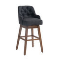 Coolmore Bar Stools Set Of 2 Counter Height Chairs With Footrest For Kitchen, Dining Room And 360 Degree Solid Wood Legs Swivel Bar Stools Set Of 2 Black Linen Black Foam Linen