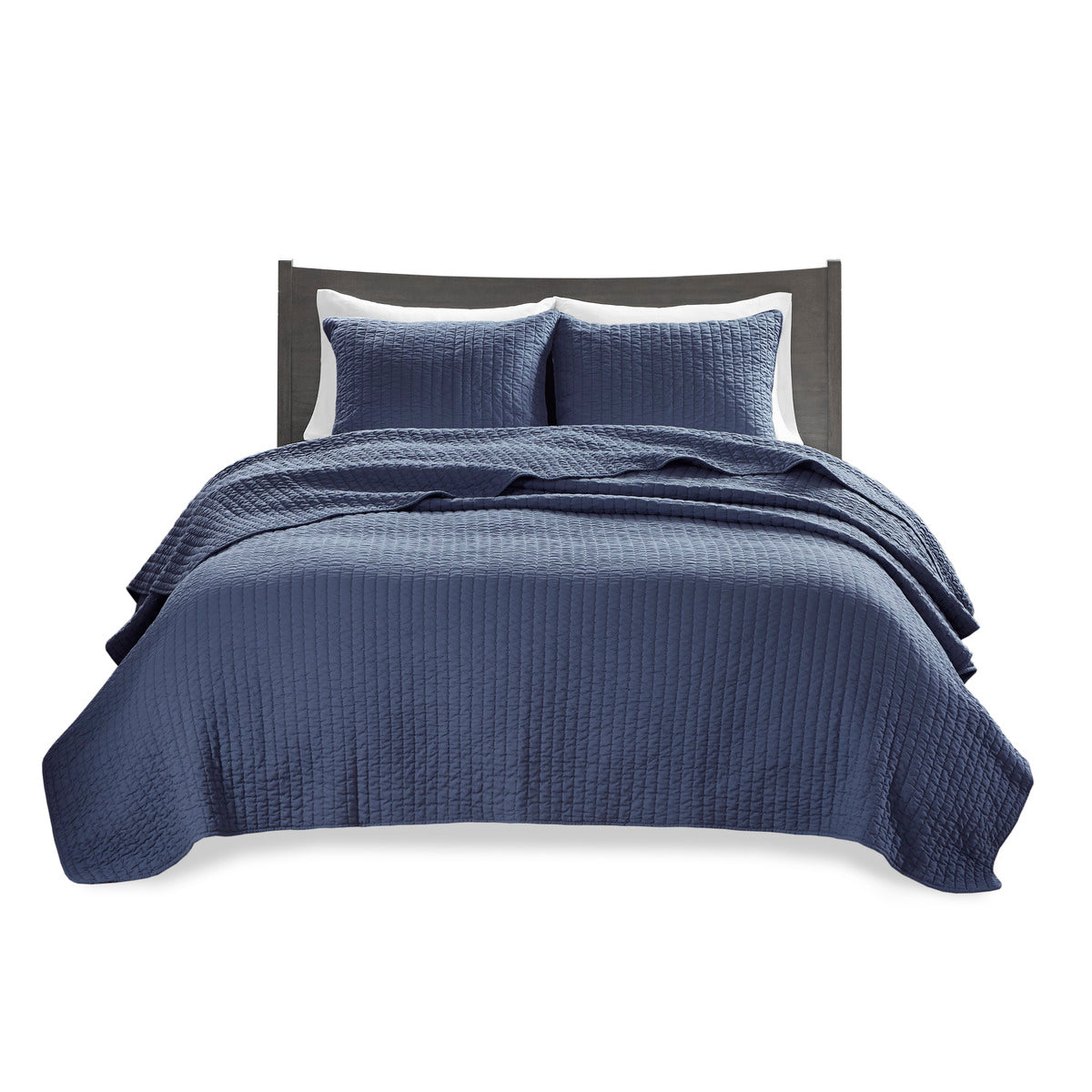 3 Piece Quilt Set Navy King Cal King King Navy Polyester