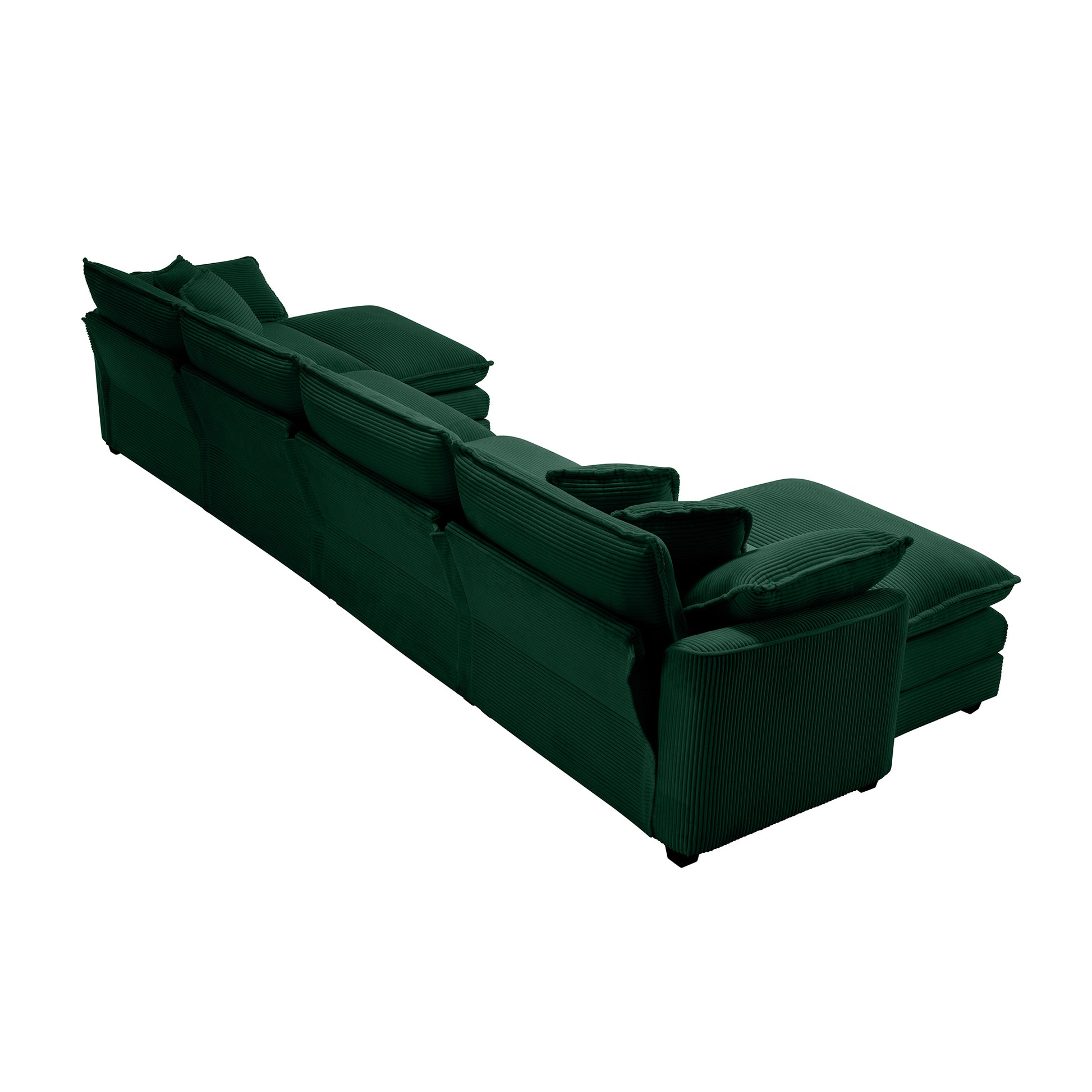 Corduroy Sofamodern Upholstered 4 Seater With 3 Footstools Corduroy Fabric Sofaoffice Living Room Apartment Comfortable Sofa, Easy To Assemble With 2 Arm Pillows And 4 Throw Pillows Green Corduroy 4 Seat