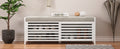 Distressed Shutter Storage Bench With Acacia Veneer For Retro Charm For Living Room, Entryway White White Mdf