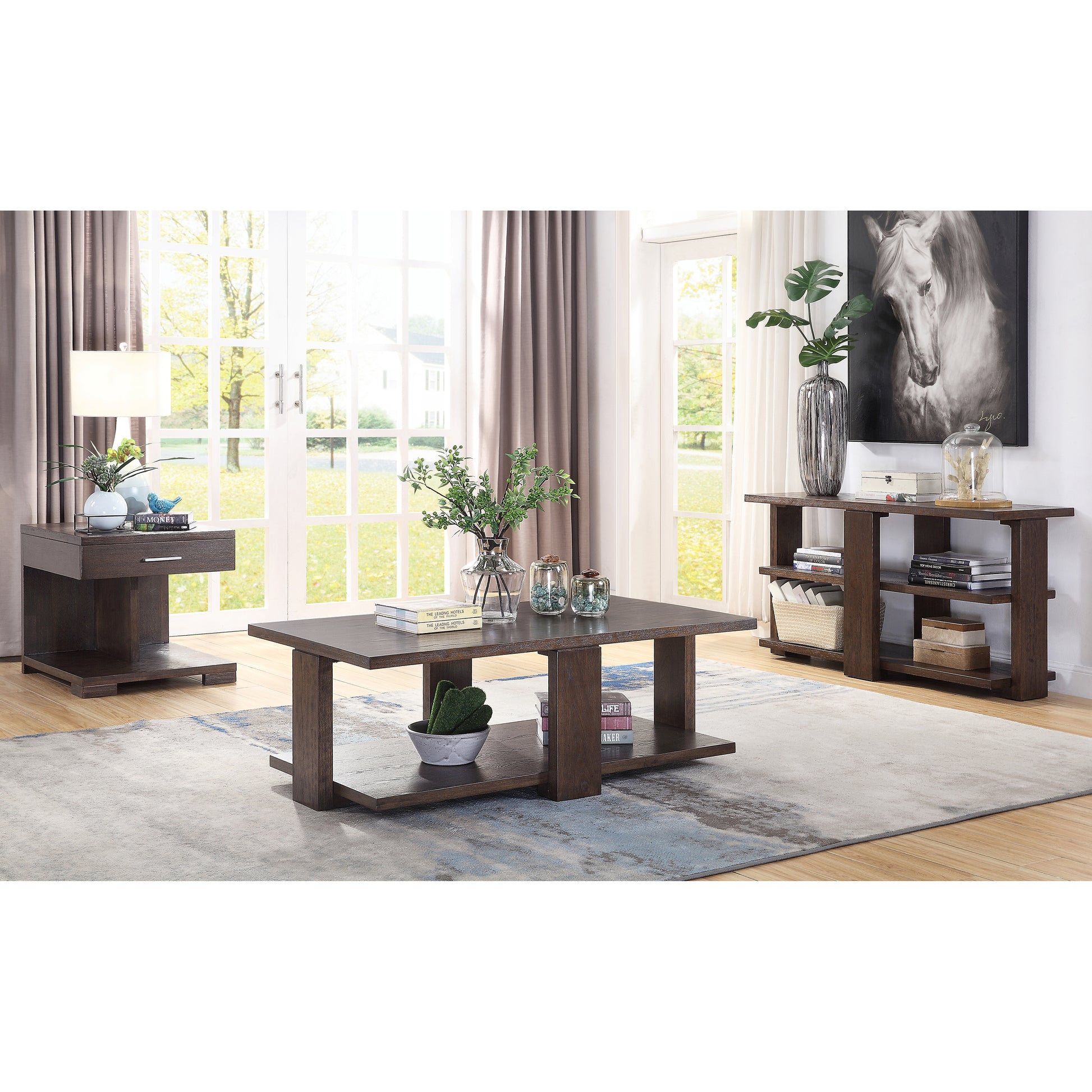 Walnut Sofa Table With 2 Shelf Walnut Primary Living Space Poplar Rectangular Shelves Console Tables Rectangular Wood Sled