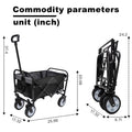 Minimeetall Strap Collapsible Foldable Wagon Cart With Strapping System, Beach Wagonutility Cartutility Wagon Grocery Cart For Camping Shopping Sports Gardeing Fishing Supports 225Lbs Black Black