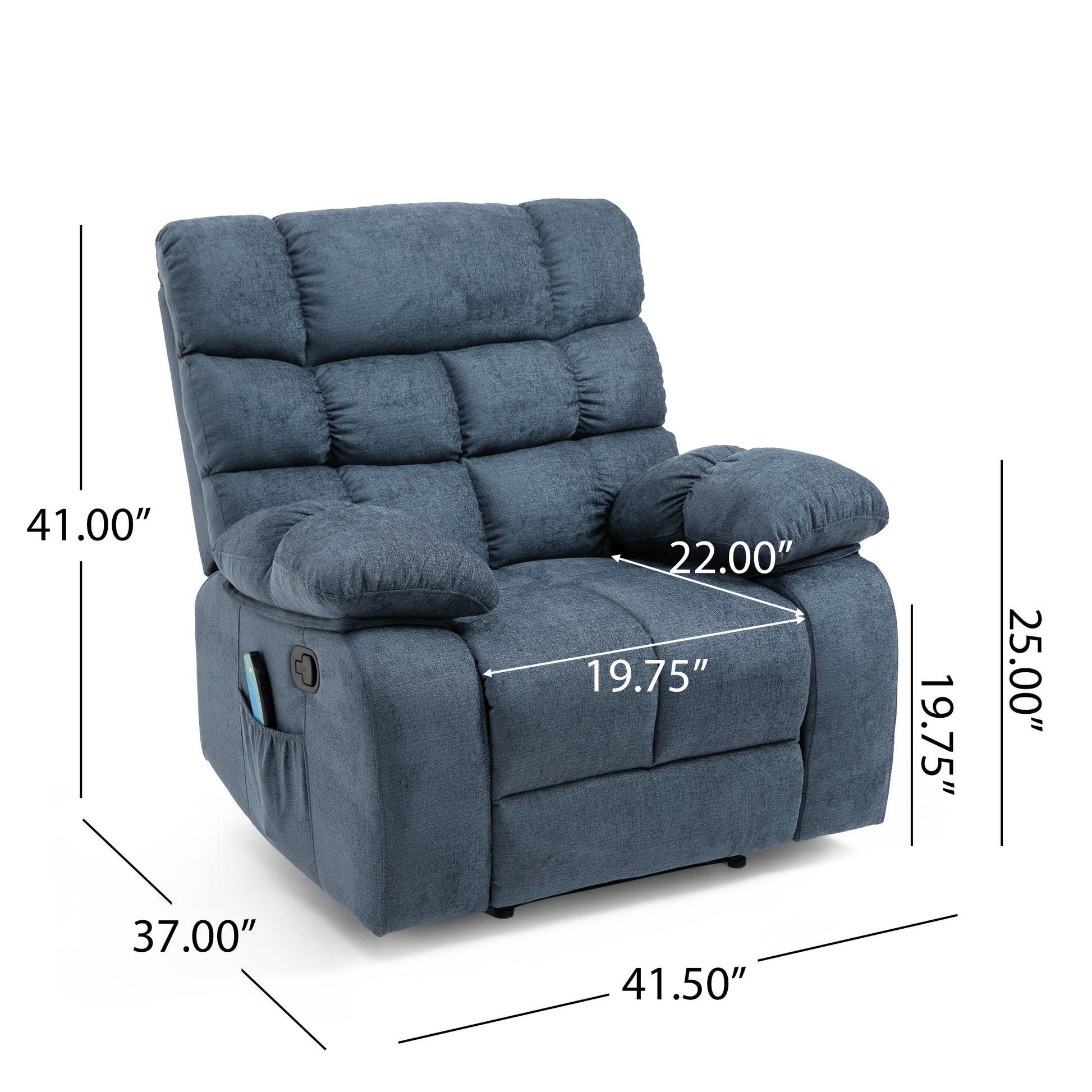 Massage Recliner Charcoal Fabric