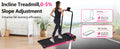 Folding Walking Pad Under Desk Treadmill For Home Office 2.5Hp Walking Treadmill With Incline 0.5 7.5Mph 300Lbs Capacity Treadmill For Walking Running Two Ways To Adjust Speed Indoor Fitness Pink