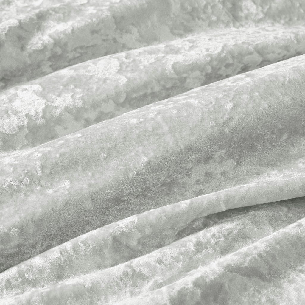 Crushed Velvet Sherpa Reversible Comforter Set Queen Grey Polyester