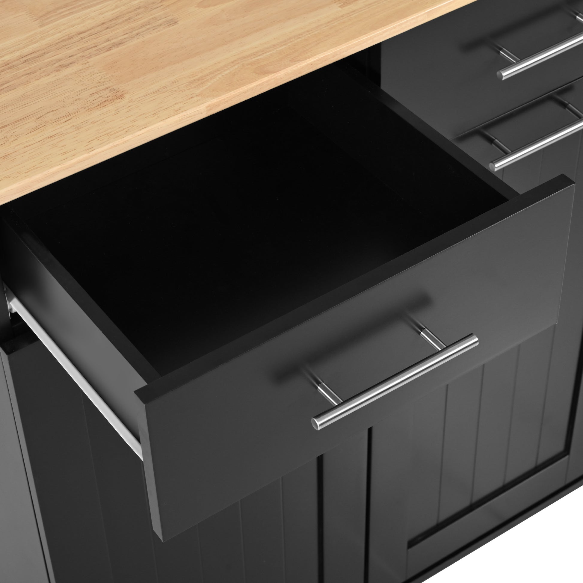 K&K Kitchen Island With Drop Leaf, Kitchen Storage Cart With 3 Tier Pull Out Cabinet Organizer, Internal Storage Rack, Rolling Kitchen Cart On Wheels With Towel Rack, 2 Drawers, For Kitchen, Black Black Brown Kitchen Classic,Farmhouse,Luxury,Modern