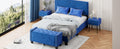 4 Pieces Bedroom Sets Queen Size Upholstered Bed Frame With Rivet Design,Nightstands And Tufted Storage Ottoman,Blue Box Spring Not Required Queen Blue 4 Piece Set Solid Wood Mdf