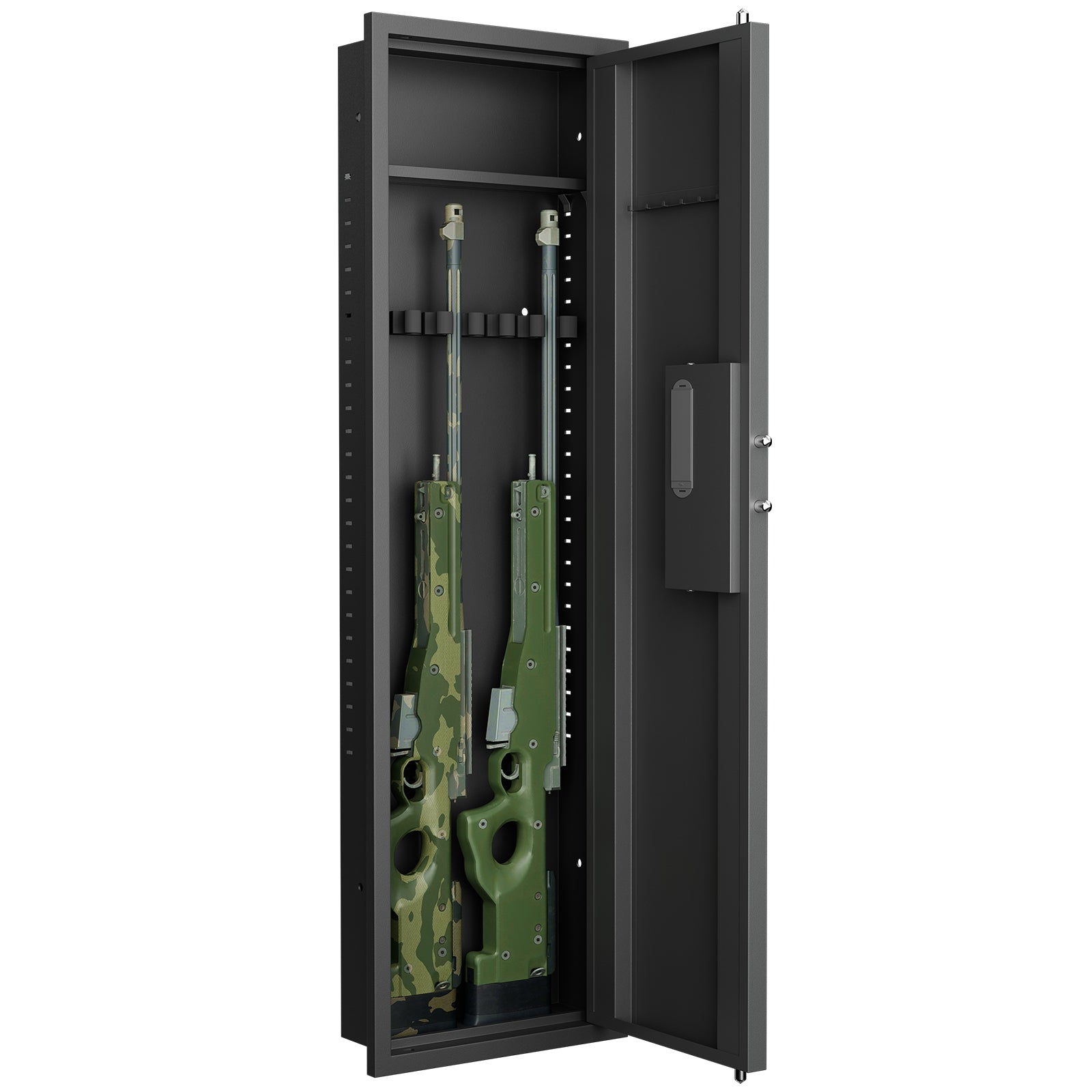 Fingerprint Touch Panel In Wall Safe,Hidden Wall Safe For Rifles And Pistols With Adjustable Shelves,Assembled Storege Safe For Firearm And Valuables Black Fingerprint Black Steel