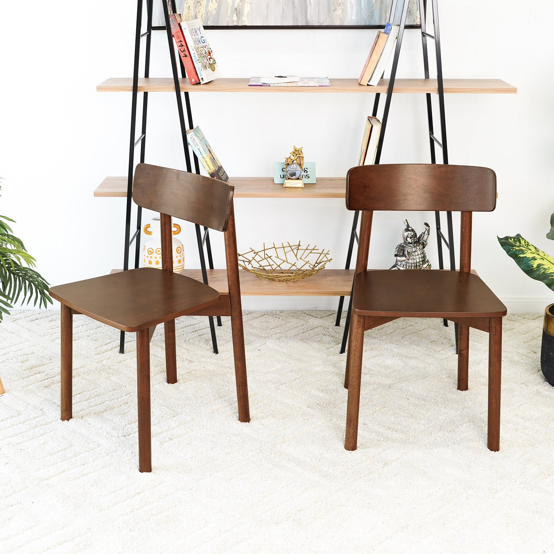 Pierre Walnut Dining Chair Set Of 2 Solid Brown,Wood Brown Dining Room Wipe Clean Mid Century Modern Dining Chairs Walnut Set Of 2 Solid Wood