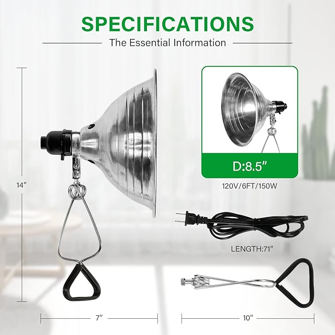 Clamp Lamp Light With 8.5 Inch Adjustable Aluminum Reflector And 6 Feet Cord, Up To 150W E26 Socket No Bulb Included , Silver And Black, 4 Pack Black And Silver Metal