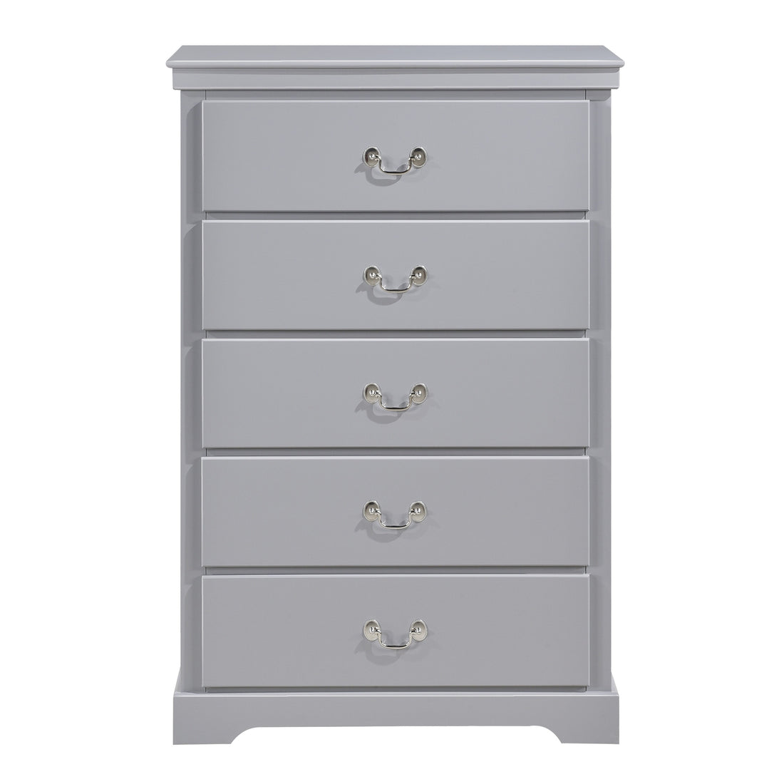 Classic Traditional 1Pc Chest Of 5 Drawers Gray Finish Bedroom Furniture Wooden Gray Wood