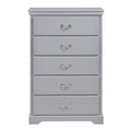 Classic Traditional 1Pc Chest Of 5 Drawers Gray Finish Bedroom Furniture Wooden Gray Wood