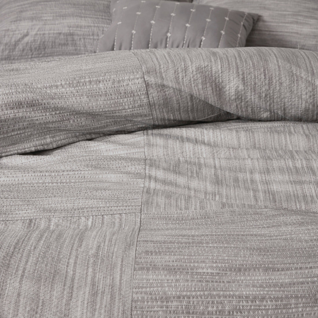7 Piece Printed Seersucker Comforter Set Grey Cal King California King Grey Polyester