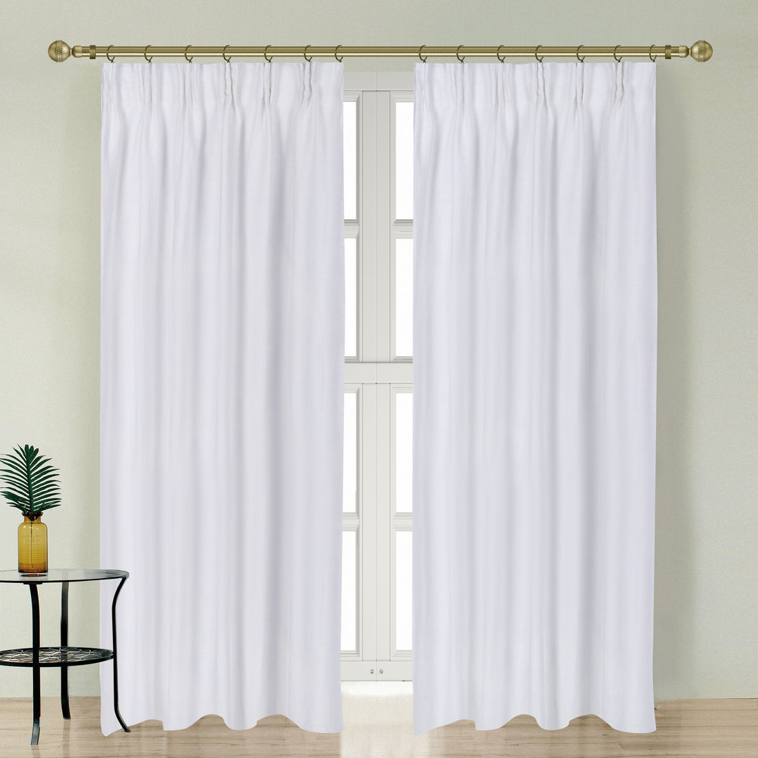 Newport Cotton Lining Window Curtains For Bedroom, Linen Curtains For Living Room, 108 Inches Long Curtains For Living Room, White White Linen