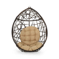 Marlin Hanging Egg Chair Basket Brown Pe Rattan Iron Waterproof Fabric