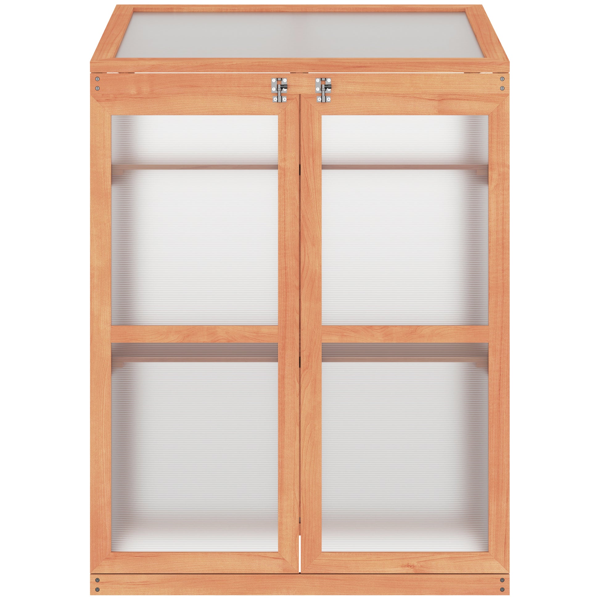 Outsunny Wooden Cold Frame Small Mini Greenhouse Cabinet For Outdoor And Indoor, 30" L X 24" W X 44" H, Natural Natural Wood Wood
