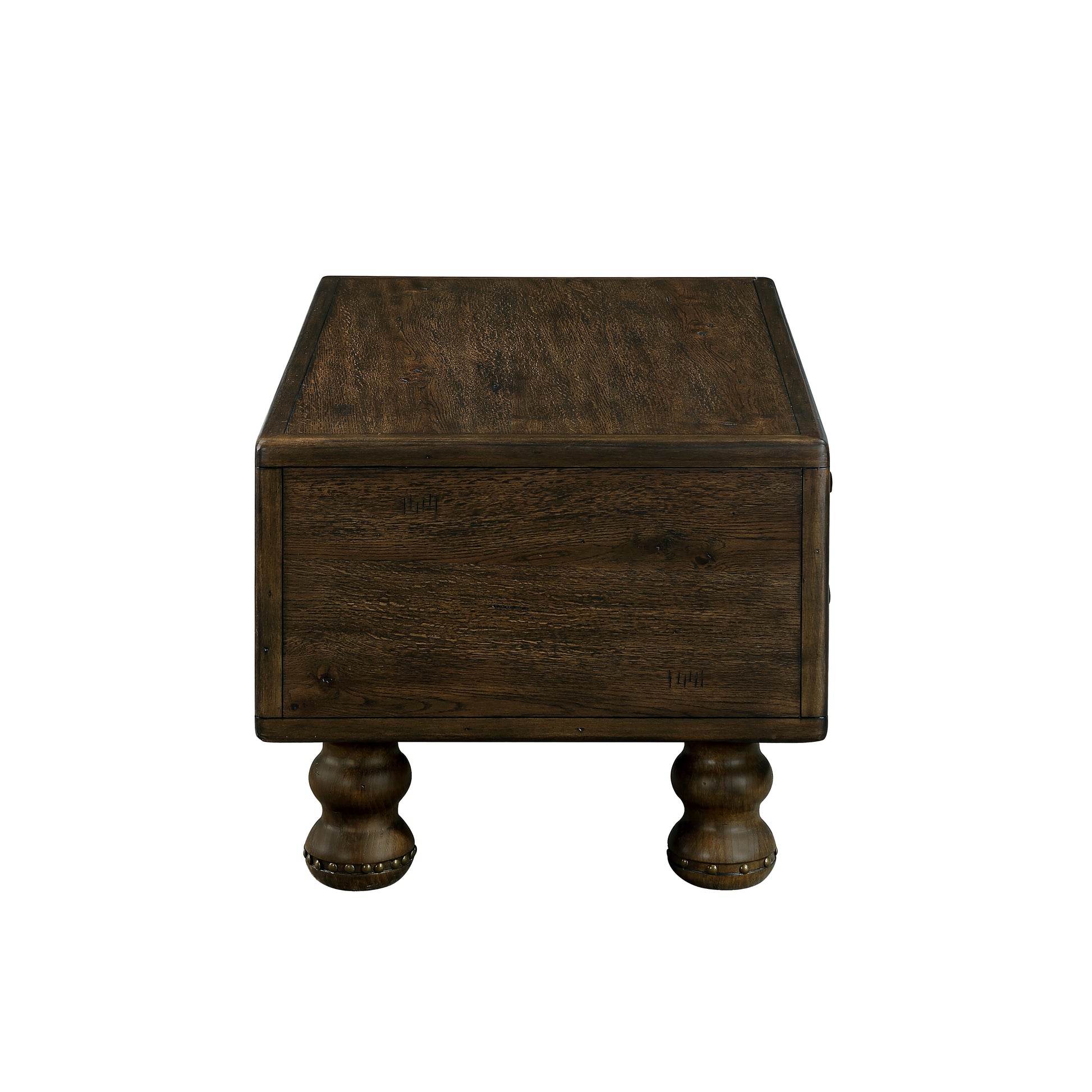 Solid Wood Rectangle Coffee Table For Living Room, 40 Inch Antique Coffee Table With 4 Drawers, Wood Center Table Tea Table With Rivet Decoration Legs.Easy Assembly, Espresso Espresso Pine