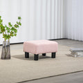 Homcom Ottoman Foot Rest, Small Foot Stool With Linen Fabric Upholstery And Plastic Legs, Cube Ottoman For Living Room, Pink Pink Linen