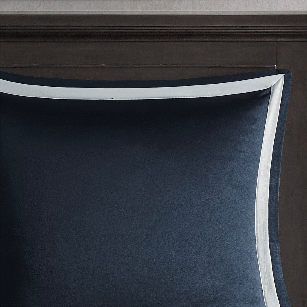 8 Piece Jacquard Comforter Set Navy Silver Queen Queen Navy Silver Polyester
