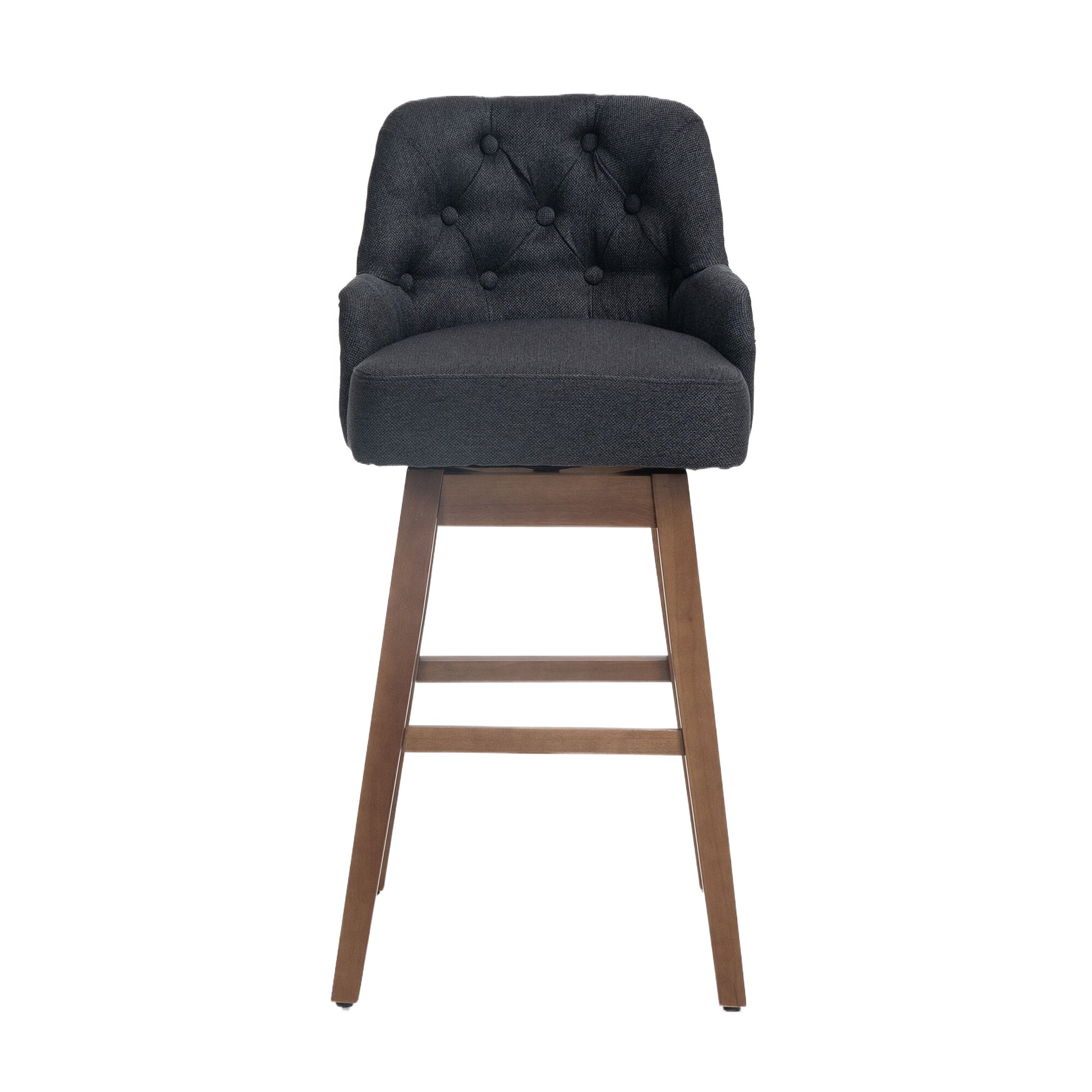Coolmore Bar Stools Set Of 2 Counter Height Chairs With Footrest For Kitchen, Dining Room And 360 Degree Solid Wood Legs Swivel Bar Stools Set Of 2 Black Linen Black Foam Linen