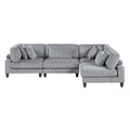 Living Room Furniture 4 Piece Modular Sectional Sofa Set Gray Corduroy Soft Cushion Pillows Solid Wood Legs Gray Primary Living Space Contemporary,Modern Plywood,Solid Wood 4 Seat